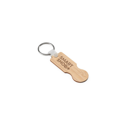 SHOPZ. Bamboo key ring with coin-shaped end